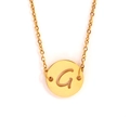 Collier en acier inoxydable doré avec pendentif rond évidé de la lettre G minimaliste - Lettre G