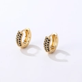 Aros dorados clásicos con circonitas negras en un estilo elegante y lujoso - Bañado en Oro de 16K Circonita Negra (Pequeño)