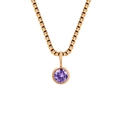 Rose gold box chain necklace featuring a round purple birthstone pendant design - February Violet - Rose Gold