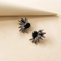 Orecchini retrò con cristallo nero a goccia e strass a forma di ali eleganti - Nero