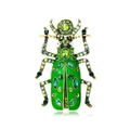Vintage-Käfer-Brosche in Grün mit Goldbeschichtung und funkelnden Smaragdkristallen - Fluoreszierender Grüner Käfer