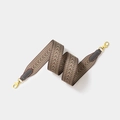 Herringbone woven wide shoulder strap in brown and blue with gold metal buckles - Width 5cm Length 70cm / Grey With Gold Buckle