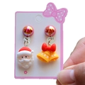 3# Asymmetric Santa & Bell / Clip-on Earrings Pair