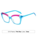 Cat eye sunglasses with pink blue gradient frame and clear lenses for modern women - C13 Pink Blue Frame Clear Lens