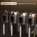 Set of 4 transparent gray wall-mounted toothbrush holders with luxury draining design - Set of 4 / Transparent Grey