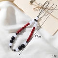 Multicolor beaded phone strap with silver flower pendant and 19cm length for women - White Jade Red Agate Phone Chain (K3490)