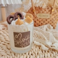 Handmade strawberry chocolate sundae scented soy candle in a clear glass jar with bow - Wafer Biscuit - Chocolate Scent