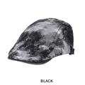 Retro black camouflage tie-dye denim ivy cap with adjustable metal side buckle - One Size (56-58cm) / Black