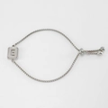 Titanium steel adjustable box chain bracelet with 18K gold-plated letter E pendant - Silver E