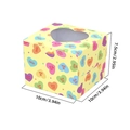 Square yellow gift box with colorful hearts and a heart-shaped window for treats - New Yellow Heart