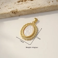 Oval gold plated shell necklace pendant with zircon pavé and Virgin Mary cameo relief - Oval Virgin Mary (White Shell)