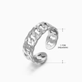 Silver stainless steel chain style open ring with adjustable 1.7cm inner diameter - Steel Ring 160
