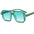 Retro transparent green double bridge sunglasses with large frames and metal rivets - C4 Green Frame Gradient Green Lens