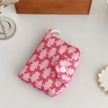 Portamonete in tela rosa con motivi a fiocco e gancio, mini pochette per piccoli oggetti - Fiocco Rosa