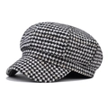 Cappello newsboy classico con motivo pied-de-poule bianco e nero e visiera rigida - M (56-58cm) / Scacchiera Nero Metallico