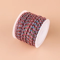 Pink blue and brown mixed braided cotton cord with gold thread on white plastic spool - No.13 Peach Coffee