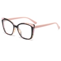 Cat-Eye Brillenfassung in Schwarz und Rosa Marmor-Optik mit Blaulichtfilter-Gläsern - Rosa Schildpatt Rahmen