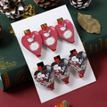 Lot de 6 pinces de Noël en bois en forme de cœur avec motifs d'oiseau et Père Noël - Cœur / Lot de 6