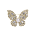 Elegant gold butterfly brooch with shimmering rhinestones and a central pearl accent - KC0223 White