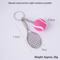 Mini tennis racket keychain with pink ball model for sports fans and bag decoration - 2.5cm Large Rose Red Tennis Ball + Silver Racket