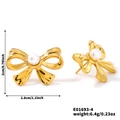 Elegante goldene Schleifenohrringe mit weißer Perle im minimalistischen Vintage-Stil - Schleife Perle (E01693-4)