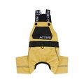Waterproof yellow pet jumpsuit for dogs with reflective strips and active sport style - S / Yellow