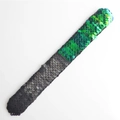 Reversible sequin mermaid bracelet showing vibrant green and matte black colors - Green-Black