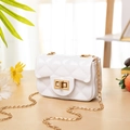 Mini witte jelly crossbody tas met ruitpatroon en gouden ketting voor dames - Wit
