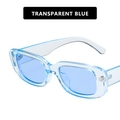 Fashionable rectangular sunglasses in transparent blue acetate with light blue lenses - Transparent Blue