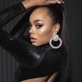 Oversized silver-tone round hoop earrings with sparkling rhinestones for women - Round / Silver