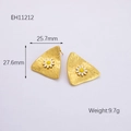 Golden triangle stud earrings with white daisy design and high-quality metal finish - Gold Triangle Style (EH11212) / One Size