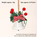 Campana di Natale bianca con aghi di pino, bacche rosse e fiocco a scacchi rossi - Campanella di Natale Regolare - Bianco