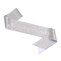 Silver glitter Birthday Princess sash for girls featuring elegant pink script lettering - Silver Holographic Sash (Single)