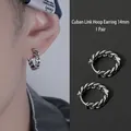 Orecchini a cerchio Cuban Link da 14mm in argento S925 da uomo in stile punk nero - X130-B (Cerchio 14mm)