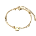 Double-layered golden stainless steel bracelet with beaded chain and letter C pendant - Letter C