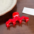 Rote wellige Haarklammer aus Acetat mit kleinen Strasssteinen auf dunklem Holz - Rot-8.4cm