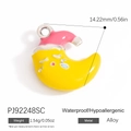 Cartoon moon alloy charm with yellow enamel, pink sleeping hat and waterproof finish - Pink Sleeping Hat Moon Style (PJ92248SC)