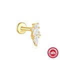 18K gold plated S925 sterling silver kite shaped labret stud with cluster diamonds - Gold #1
