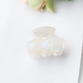 Mini iridescent creamy white hair claw clip with pearlescent finish for women - Jade Frost White