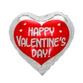 Silver heart foil balloon with Happy Valentine's Day text and red heart pattern - 18 Inch Heart XOXO Valentine TX129