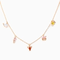Goldene Halskette mit bunten Meeresfiguren-Anhängern aus Zirkonia wie Wal und Seepferdchen - Wal/Seepferdchen/Krabbe/Qualle/Tropenfisch Stil (XL00002)