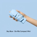 Mini ombrello tascabile azzurro cielo con protezione UV e struttura compatta a cinque pieghe - 6-Stecche Ombra Completa Serie Tinta Unita / Azzurro Chiaro