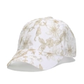Gorra de béisbol blanca con elegante bordado de flores doradas y ajuste trasero - Estilo de Bordado Floral Blanco y Dorado (C)