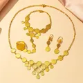 Klassieke vergulde muntsieradenset met ketting, armband, oorbellen en ring voor bruiden - 3-Delige Set Ketting Oorbellen Armband (3件-1)