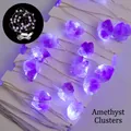 Catena luminosa a LED con ametista naturale e pietre viola con alimentazione tramite USB - Drusa di Ametista
