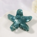 Starfish hair claw clip in deep cyan marble finish with silver glitter details - Dark Green (C17-3-3)