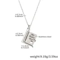 Collana a libro in acciaio inossidabile argento con incisione My Brave Boy e catena O - Color Acciaio Stile Nipote (RP022)