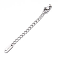 Detailed view of stainless steel extension chain with lobster clasp and S.Steel tag - Steel Bar Tag
