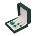 Green emerald jewelry set including necklace, earrings and ring in a premium gift box - Dark Green; Three-piece Set Box 9×9×4cm