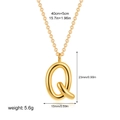 18K gold plated stainless steel initial necklace with letter Q pendant and size specs - Letter Q